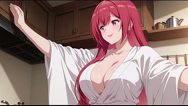 Anak Tiri Pulang Lebih Awal, Lihat Istri Bapak Masak Cuma Pakai Robe Super Seksi. Kureha Enomoto Cosplay Henti (buatan Ai) Bikin Nafsu Naik.